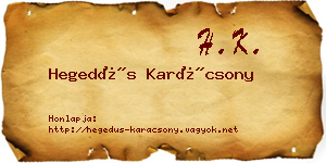 Hegedűs Karácsony névjegykártya